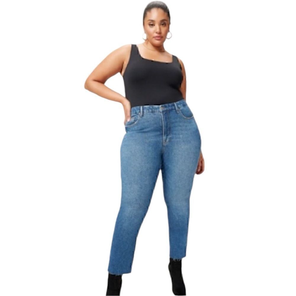 NWT Good American Good Classic Jean w/ Raw Hem Size 15 (34.5”)